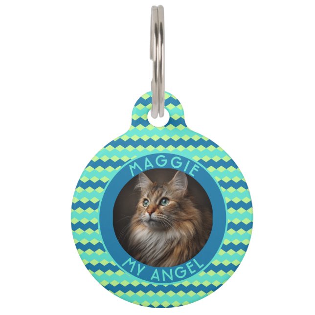 Elegant Pet Lover Gift Chevron ペット　ネームタグ (正面)