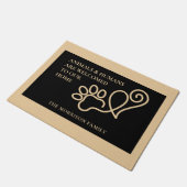 Elegant Pet Paw Print & Heart ドアマット (アングル)