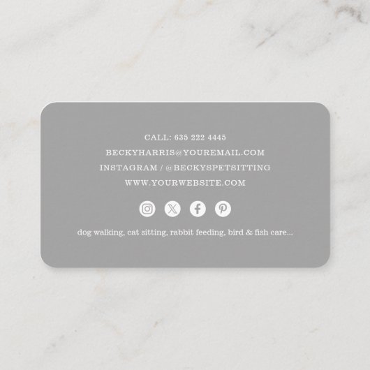 Elegant Pet Sitting Services 名刺 (裏面)