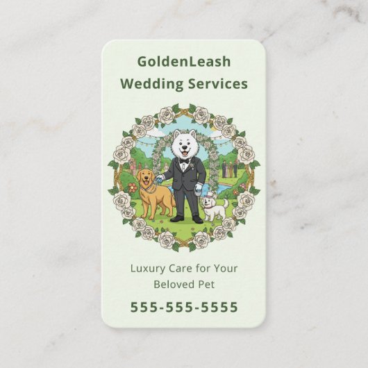Elegant Pet Wedding Sitter Wedding Dog Handler 名刺 (正面)