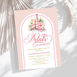 Elegant petals and prosecco blush gold bridal card 招待状