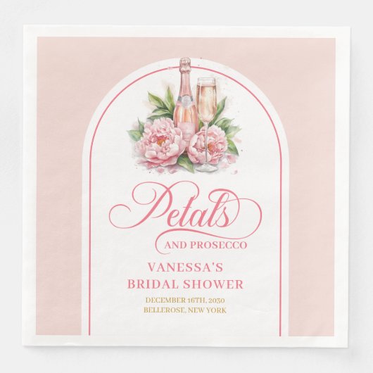 Elegant Petals and Prosecco Wedding Shower Napkins (正面)