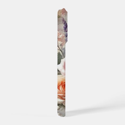 Elegant Phone Case with Pink and White Roses iPhoneケース (右側面)