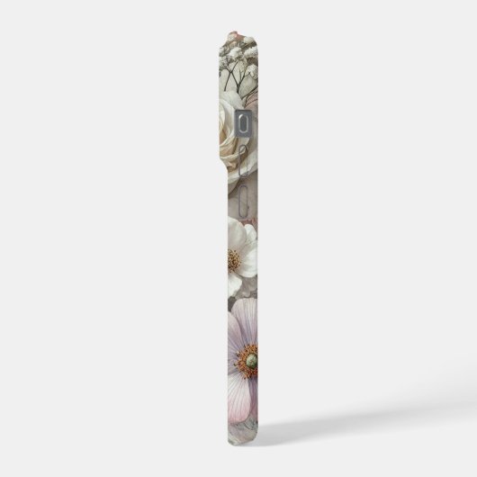 Elegant Phone Case with Pink and White Roses iPhoneケース (左側面)