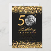 Elegant Photo 50th Birthday Party Gold Lights 招待状 (正面)