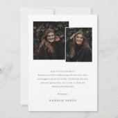 Elegant Photo Black and White Graduation サンキューカード (裏面)