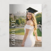Elegant Photo Black Bow Grad Party Invitation ポストカード (正面)