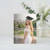 Elegant Photo Black Bow Grad Party Invitation ポストカード (スタンド正面)