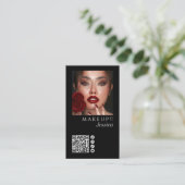 Elegant Photo Black QR Code Social Icons Makeup 名刺 (スタンド正面)