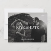 Elegant Photo Black & White Save the Date Card セーブザデート (正面)