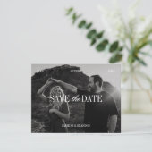 Elegant Photo Black & White Save the Date Card セーブザデート (スタンド正面)