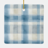 Elegant Photo Blue Plaid Christmas Ornament  セラミックオーナメント (裏面)