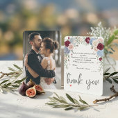 Elegant Photo Burgundy Roses Wedding  サンキューカード