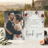 Elegant Photo Burgundy Roses Wedding  サンキューカード