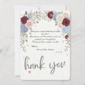 Elegant Photo Burgundy Roses Wedding  サンキューカード (正面)