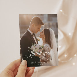 Elegant Photo Calligraphy Wedding Thank You サンキューカード
