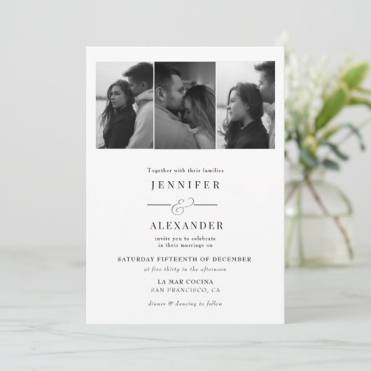 Elegant Photo Collage Wedding 招待状 (スタンド正面)