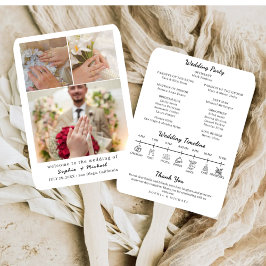 Elegant Photo Collage Wedding Program Fan Template ハンドファン