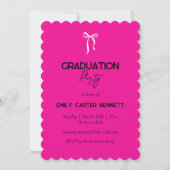 Elegant Photo Coquette Black Pink Bow Graduation  招待状 (裏面)
