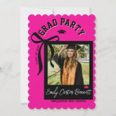 Elegant Photo Coquette Black Pink Bow Graduation  招待状 (正面)