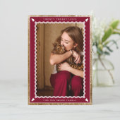 Elegant Photo Faux Gold & Burgundy Wavy Frame シーズンカード (スタンド正面)
