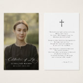 Elegant Photo Funeral Memorial Prayer Card (正面&裏面)