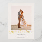 Elegant Photo Gold Save the Date 箔招待状 (正面)