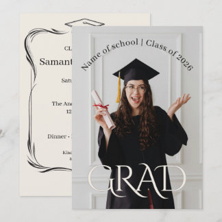 Elegant Photo Grad Party | Modern Minimalist Grad  招待状