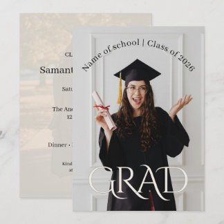 Elegant Photo Grad Party | Modern Minimalist Grad  招待状
