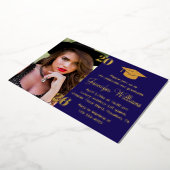 elegant photo graduation 2026 blue & gold party  箔招待状 (回転した状態)