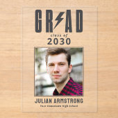 Elegant Photo Graduation Announcement 2026 Grad アクリル招待状 (正面)