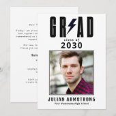 Elegant Photo Graduation Announcement & Grad Party 招待状 (正面/裏面)