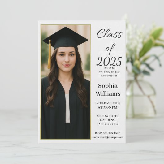 Elegant Photo Graduation Invitation –Class of 2025 招待状 (スタンド正面)