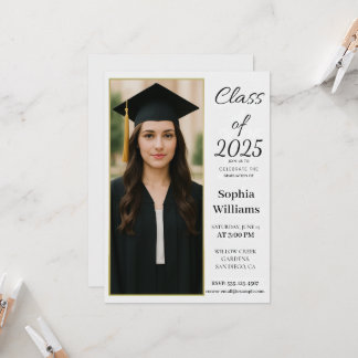 Elegant Photo Graduation Invitation –Class of 2025 招待状