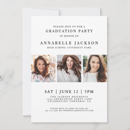 Elegant Photo Graduation Party 招待状 (裏面)