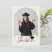 Elegant Photo Graduation Party | She Did It Grad  招待状 (スタンド正面)