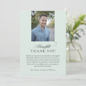 Elegant Photo Green Christian Funeral Thank You サンキューカード (スタンド正面)