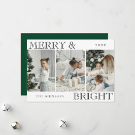 Elegant Photo | Green Merry and Bright Christmas シーズンカード