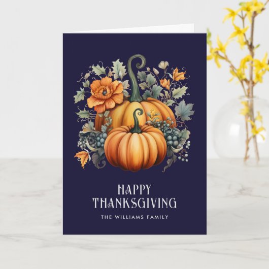 Elegant Photo Happy Thanksgiving カード (黄色い花)