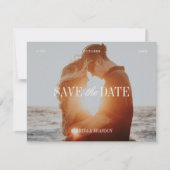Elegant Photo Ivory & Burgundy Save the Date Card セーブザデート (正面)