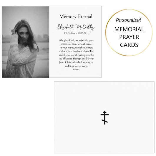 Elegant Photo Memorial Orthodox Prayer Card        プレイスカード