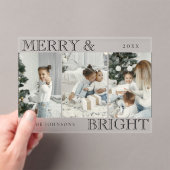 Elegant Photo | Merry and Bright Christmas Card アクリル招待状 (インサイチュ (ポータブル))