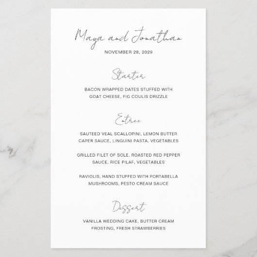 Elegant Photo Modern Budget Wedding Menu チラシ (正面)