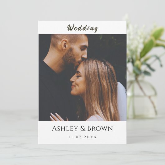Elegant Photo Modern Script Minimalist Wedding 招待状 (スタンド正面)