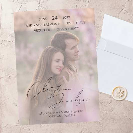 Elegant Photo Modern Script Typography Wedding アクリル招待状