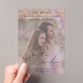 Elegant Photo Modern Script Typography Wedding アクリル招待状 (インサイチュ (ポータブル))