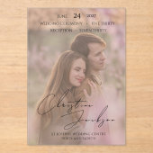 Elegant Photo Modern Script Typography Wedding アクリル招待状 (正面)