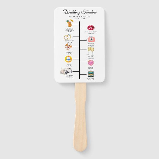 Elegant Photo Modern Wedding Program Hand Fan ハンドファン (正面)