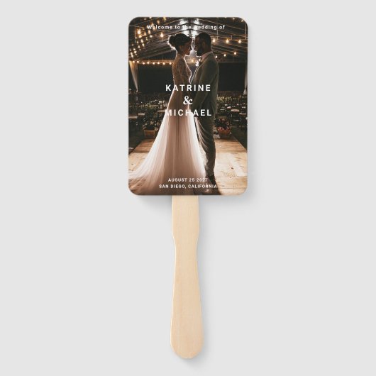 Elegant Photo Modern Wedding Program Hand Fan ハンドファン (裏面)