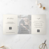Elegant photo modern wedding RSVP details QR code  三つ折り招待状 (内部)
